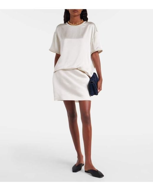 Lisa Yang White T-Shirt Aus Seidensatin