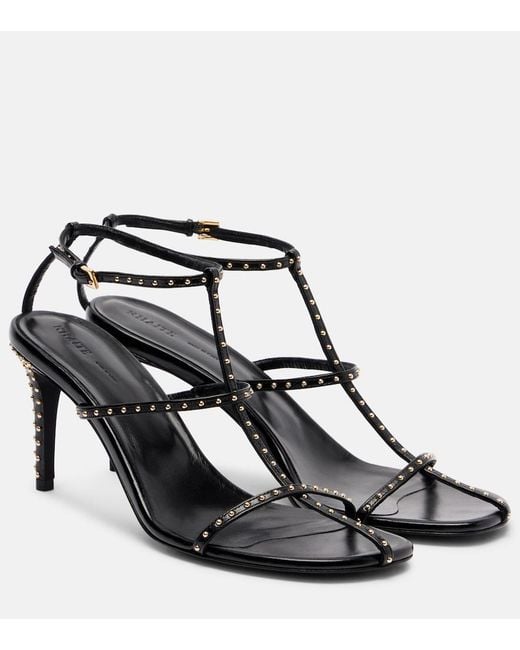 Khaite Black Cage 75 Studded Leather Sandals