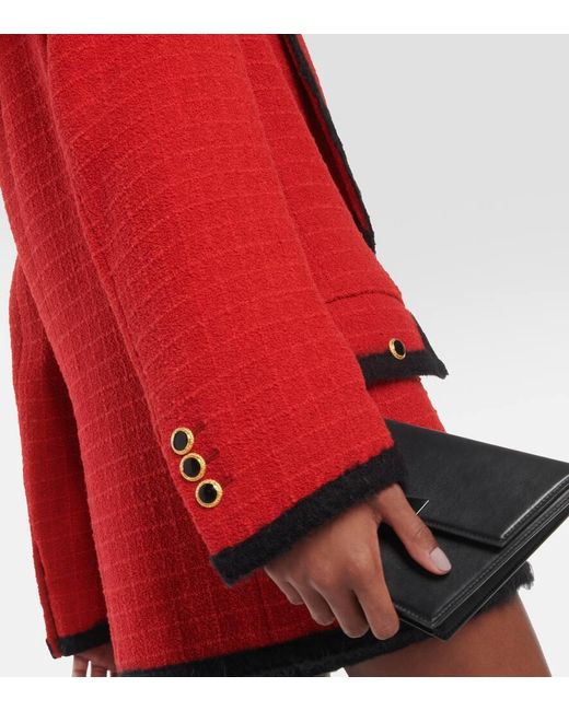 Alessandra Rich Red Wool-Blend Boucle Jacket