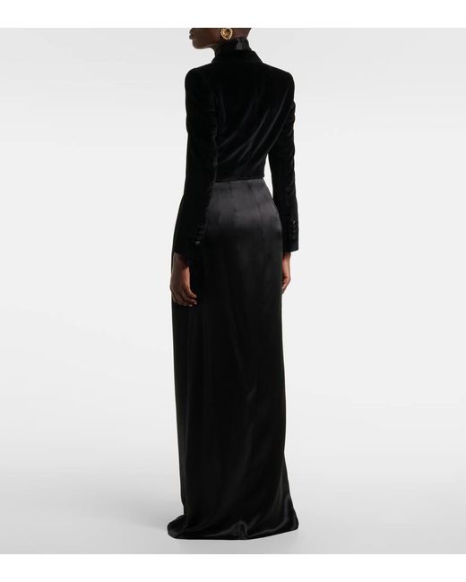 Dolce & Gabbana Black Cropped Velvet Tuxedo Jacket