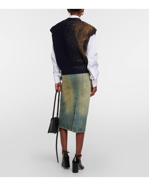 Maison Margiela Blue Sandstorm Ribbed-knit Wool Vest