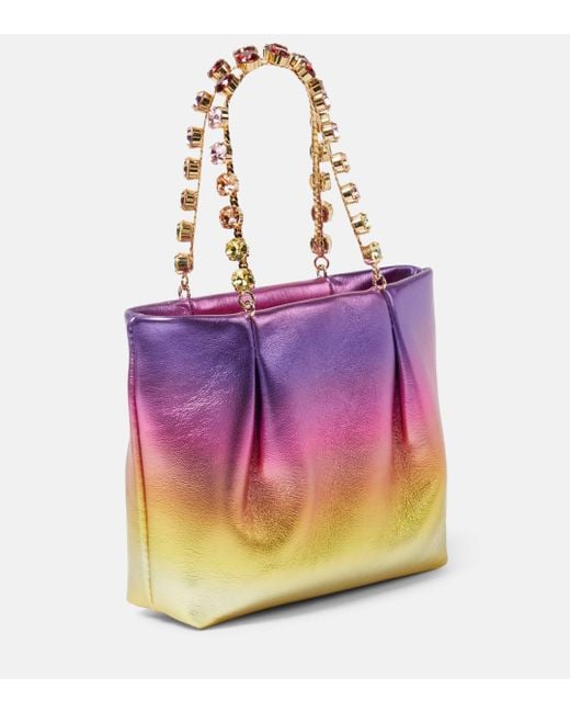 Aquazzura Purple Galactic Mini Embellished Leather Tote Bag