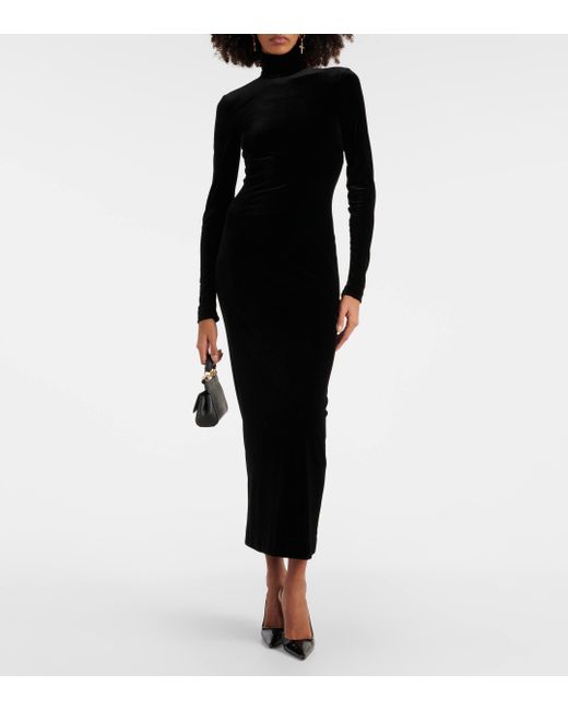 Robe longue en velours Dolce & Gabbana en coloris Black