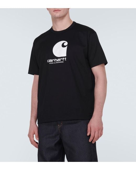 Junya Watanabe Black X Carhartt Logo Cotton Jersey T-Shirt for men