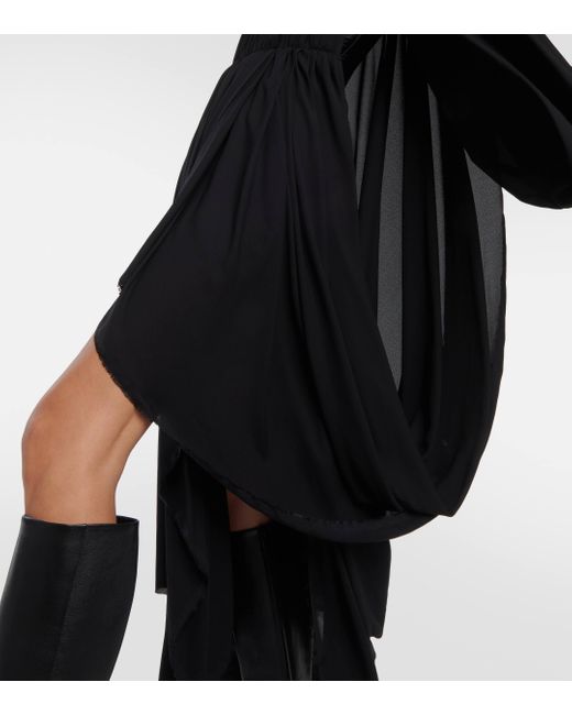 Balenciaga Black Asymmetric Crepe Minidress