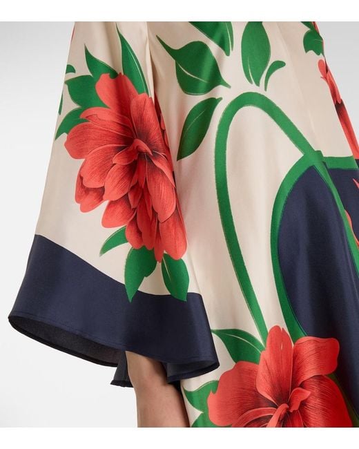 LaDoubleJ Multicolor Magnifico Floral Silk Twill Maxi Dress