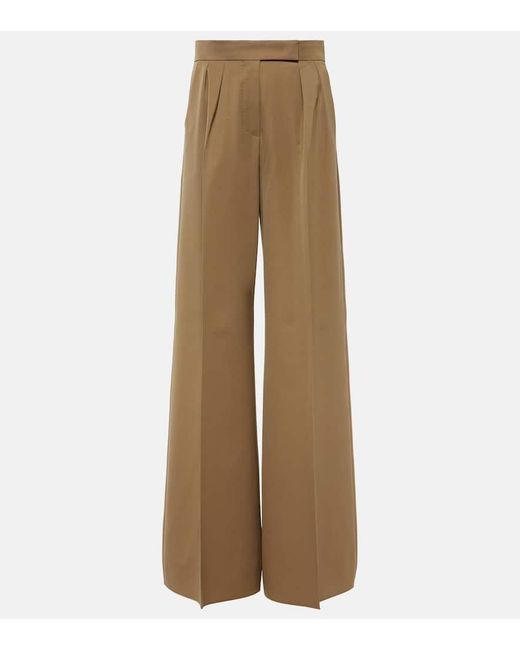 Pantaloni A Gamba Larga Libbra di Max Mara in Natural