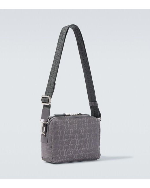 Christian Louboutin Gray Zip N Flap Logo Jacquard Messenger Bag for men