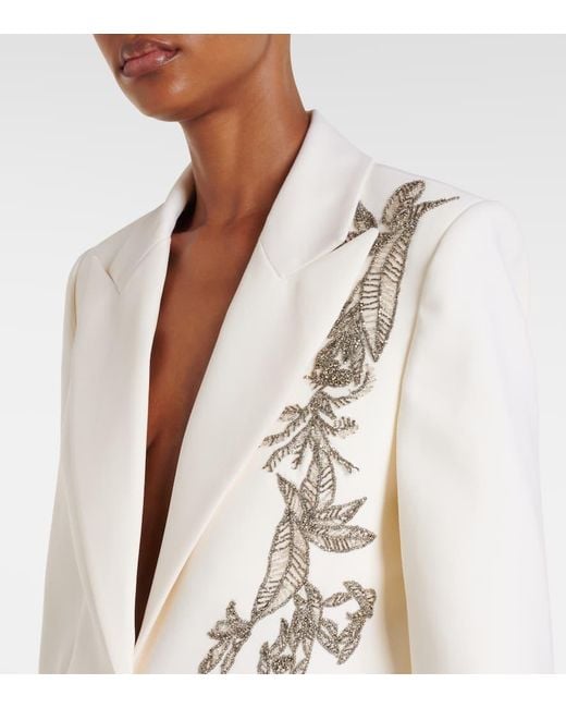Costarellos White Verzierter Blazer Lesia Aus Einem Wollgemisch