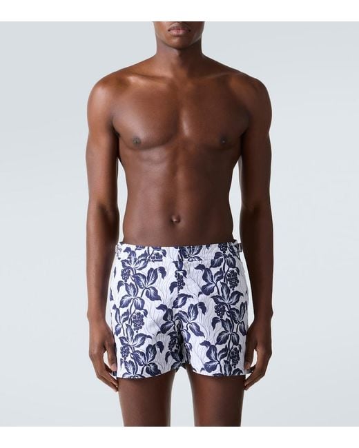 Orlebar Brown Blue Bulldog Floral Swim Trunks for men