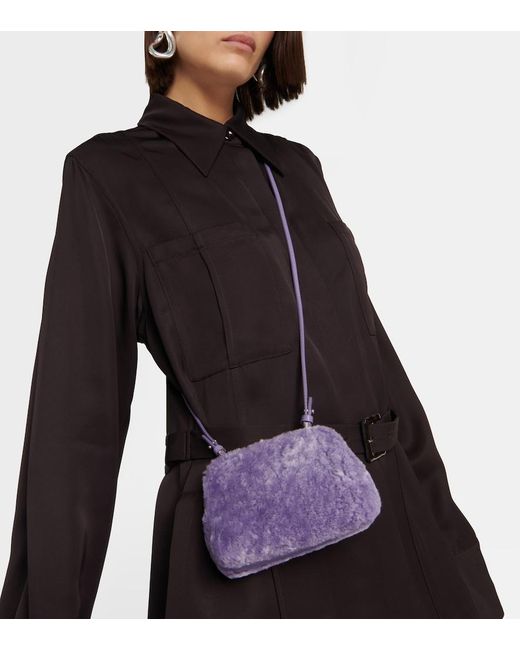 Jil Sander Purple Goji Micro Shearling Shoulder Bag
