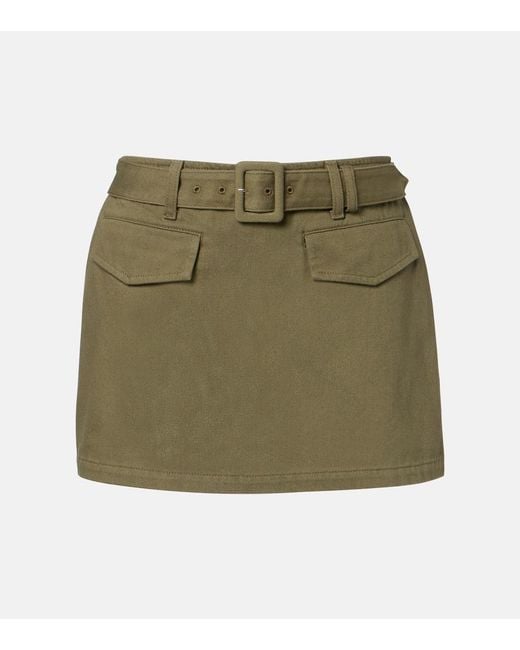 Self-Portrait Green Belted Cotton Twill Skort