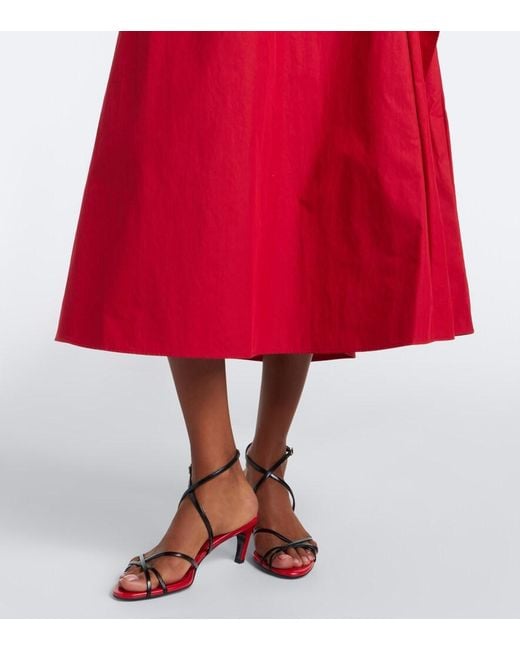 Proenza Schouler Red Reign Ruffled Cotton-Blend Midi Dress