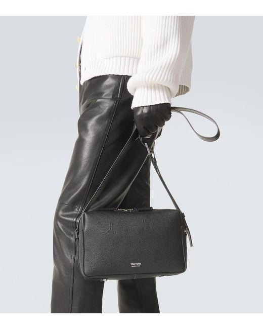 Tom Ford Black Leather Crossbody Bag for men