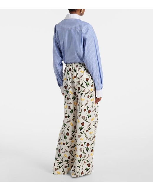 Marni White Printed Silk Palazzo Pants
