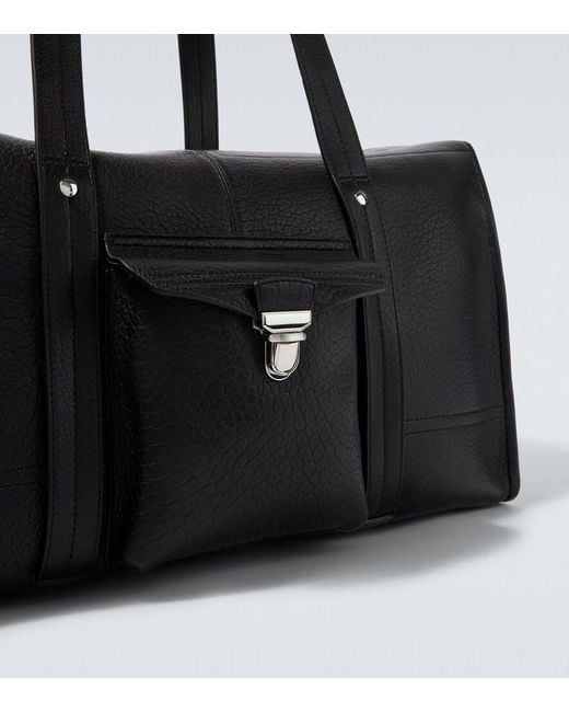 Lemaire Black Soft Gear Leather Tote Bag for men
