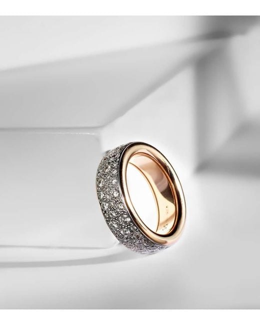 Pomellato White Iconica 18Kt Rose Ring With Diamonds
