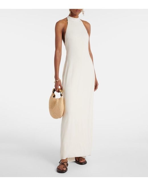 Bananhot White Carrie Halterneck Jersey Maxi Dress