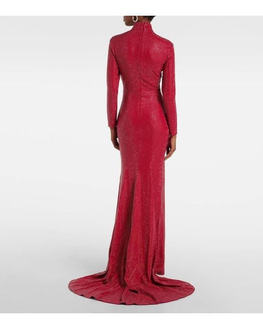 Abito Lungo Vivienne Con Cristalli di Solace London in Red