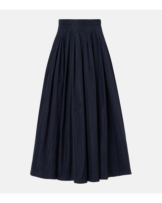 Max Mara Blue Max Mara Jokey Pleated Taffeta Midi Skirt