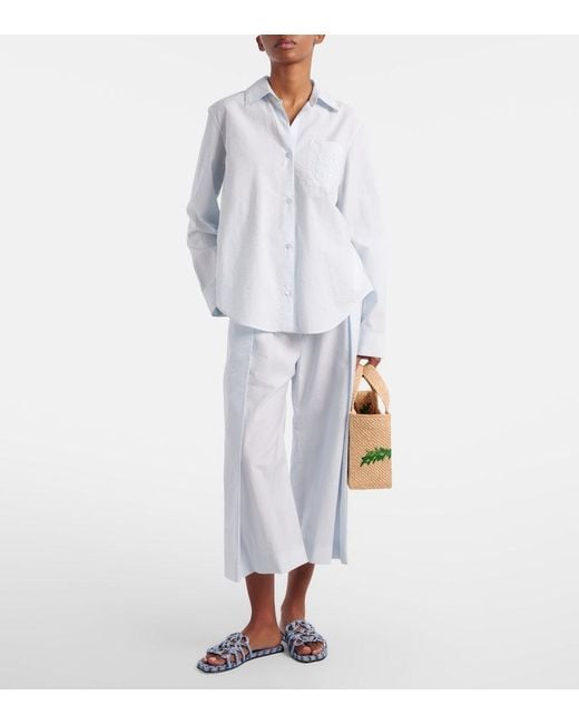 Loewe Blue Paula's Ibiza Petal Anagram Canvas Slides