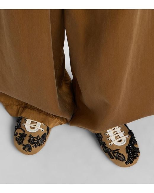 Dries Van Noten Brown Embellished Canvas Sneakers