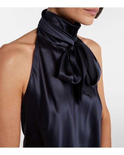Ralph Lauren Blue Chilton Silk-Blend Charmeuse Top