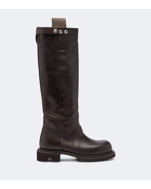 Rick Owens Black Gabe Leather Knee-High Boots