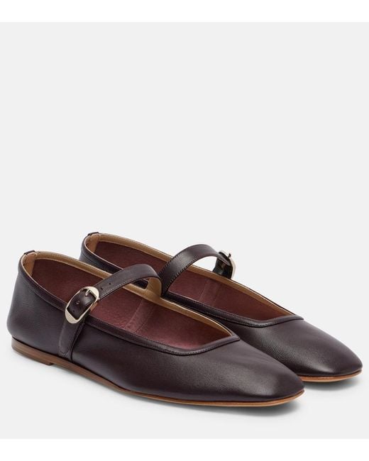 Le Monde Beryl Brown Leather Mary Jane Ballet Flats