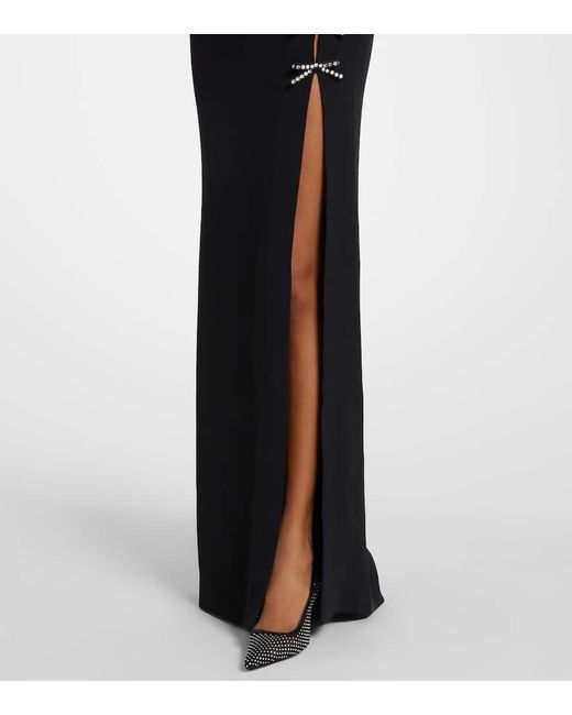 Elie Saab Black Embellished Bow-Detail Cady Gown