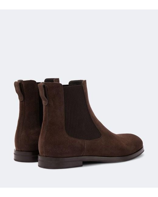 Manolo Blahnik Brown Sempione Suede Chelsea Boots for men