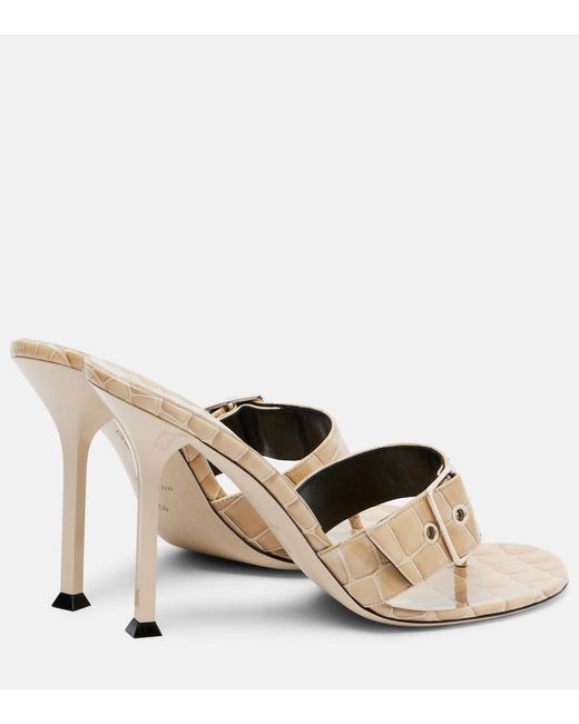Christen Natural Helix 95 Croc-Effect Patent Leather Mules