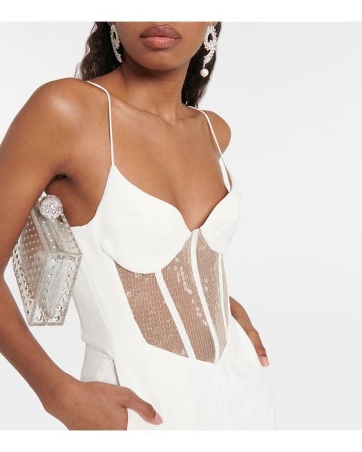 David Koma White Sequined Cutout Cady Jumpsuit
