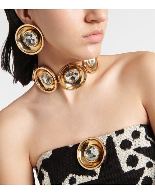 Area Metallic Crystal-embellished Earrings