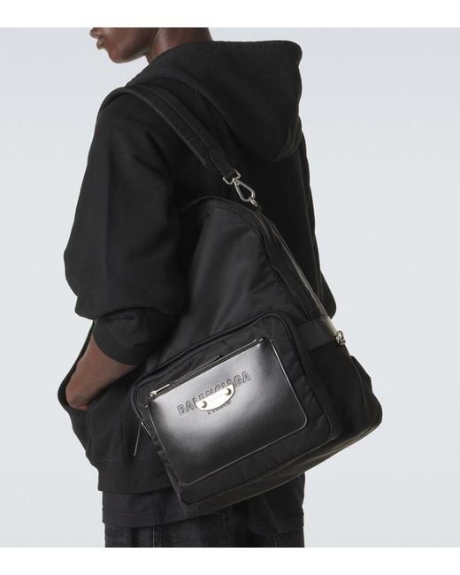 Balenciaga Black Leather-Trimmed Backpack for men