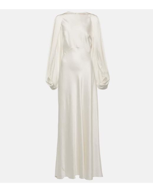 Roksanda White Bridal Kami Caped Silk Satin Gown