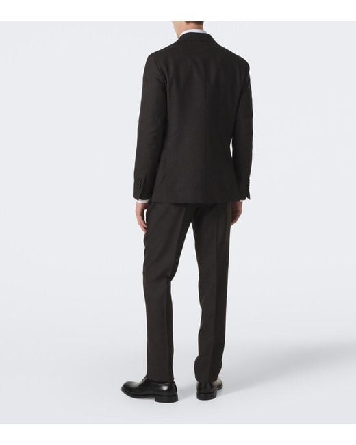 Lardini Black Checked Double-Breasted Virgin Wool Blazer for men