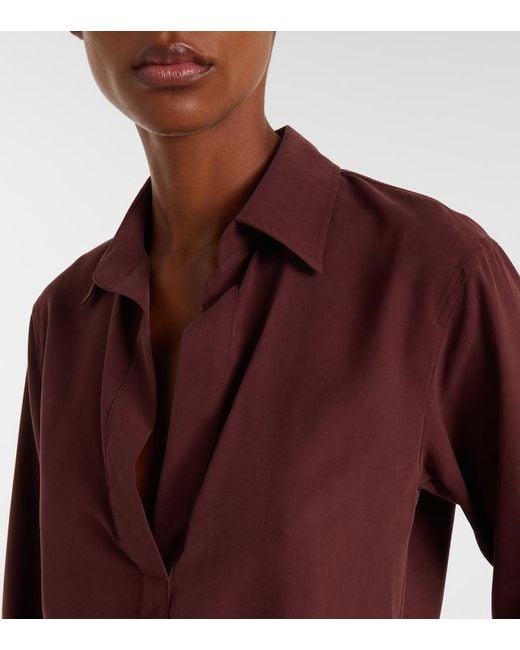 Max Mara Red Mirko Silk Crepe Blouse