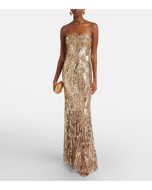 Jenny Packham Metallic Euphoria Sequined Gown