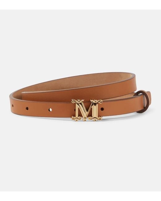 Max Mara Brown Monogram Leather Belt