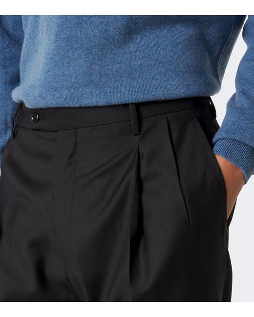 Rubinacci Black Virgin Wool Wide-Leg Pants for men