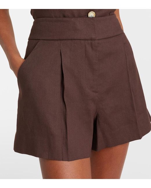 Veronica Beard Brown Haina Linen-Blend Twill Shorts