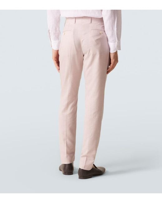 Lardini Pink Wool, Silk, And Linen Suit for men