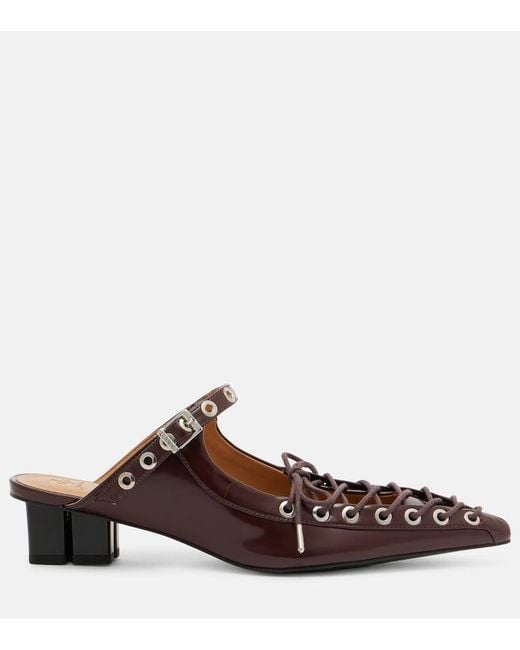 Mules Eyelets 35 Stringate di Ganni in Brown