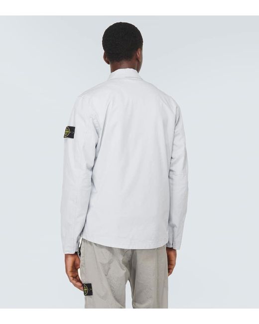 Giacca camicia Compass in misto cotone di Stone Island in White da Uomo