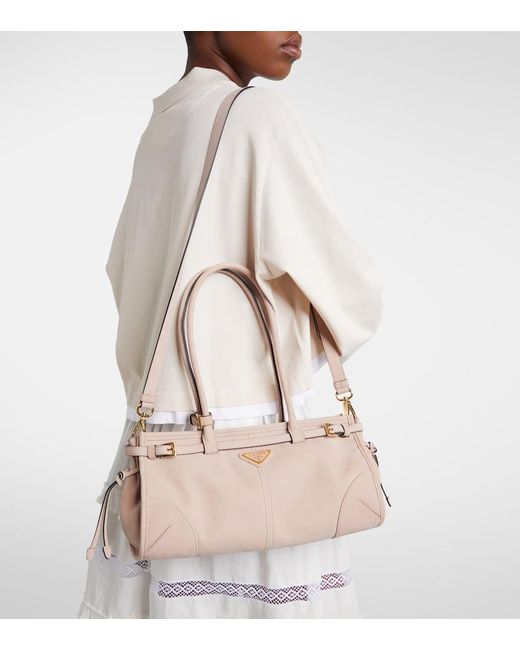 Prada Natural Bonnie Medium Leather Shoulder Bag