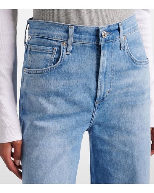 Citizens of Humanity Blue Lyra Cropped Wide-Leg Jeans