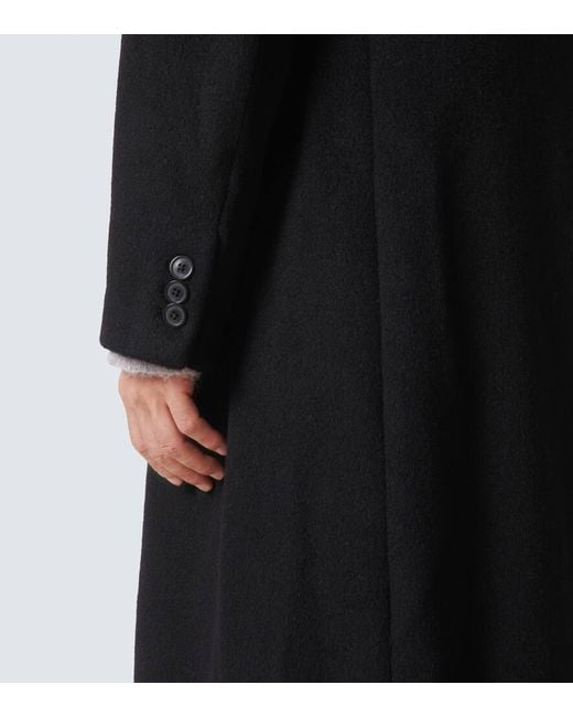 Our Legacy Black Whale Double-Breasted Mohair-Blend Coat for men