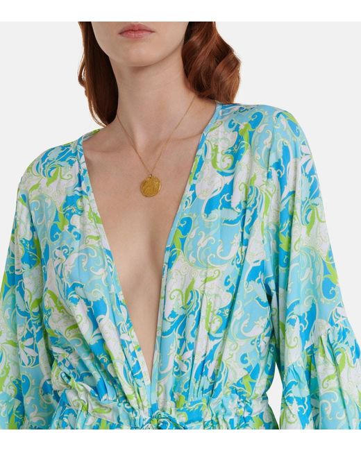 Melissa Odabash Blue Melissa Printed Kaftan Dress