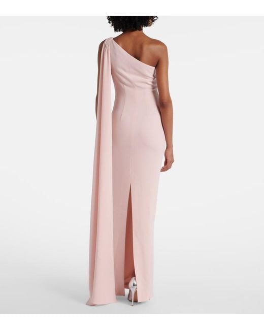 Roland Mouret Pink Embellished One-Shoulder Cady Gown